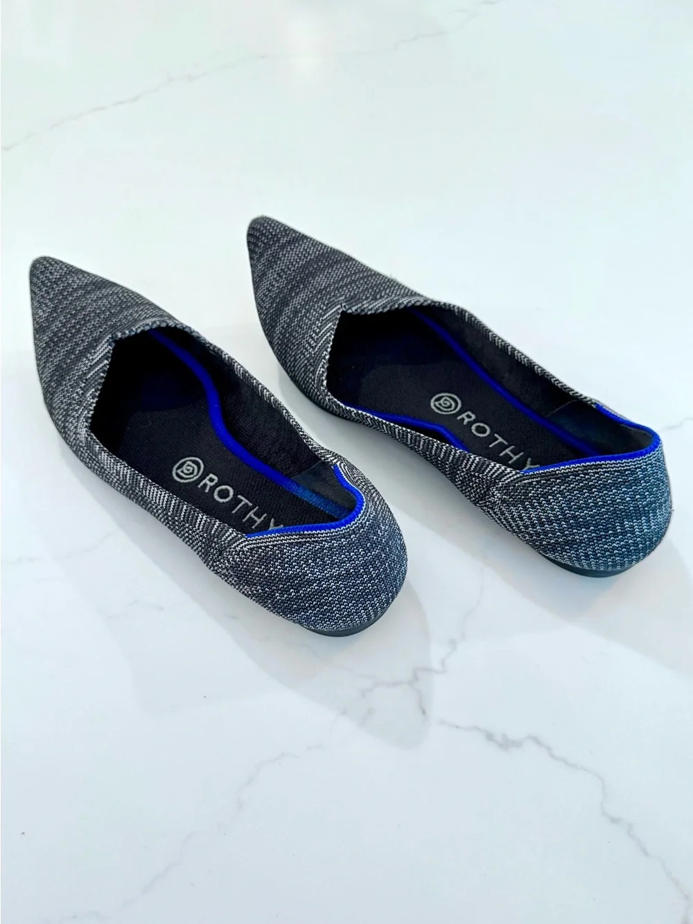 Rothy’s The Point Pointed Toe Flats Size 9 Cloud Grey Birdseye - Retired Color